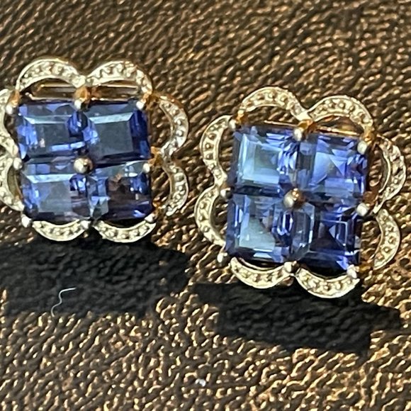 Vintage 14K iolite pierced earrings